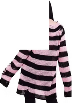 Womens Oversized Goth Punk Ripped Striped Long Sleeve Pullover Sweater Dress Tops - SS69