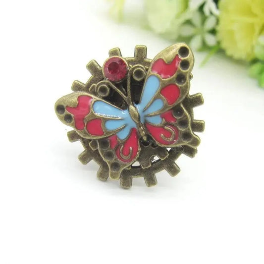Wonderful Design Mixed Gears/Clock Pointer/Wing/Butterfly Women`s Vintage Steampunk Ring Accessory SS69
