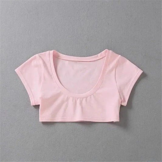XUANSHOW New Fashion Cotton Crop Top Club Style Ultra Short Sleeves Tees Hot Exposed Breasts Erotic Women Sexy Girl's Tshirt - SS69