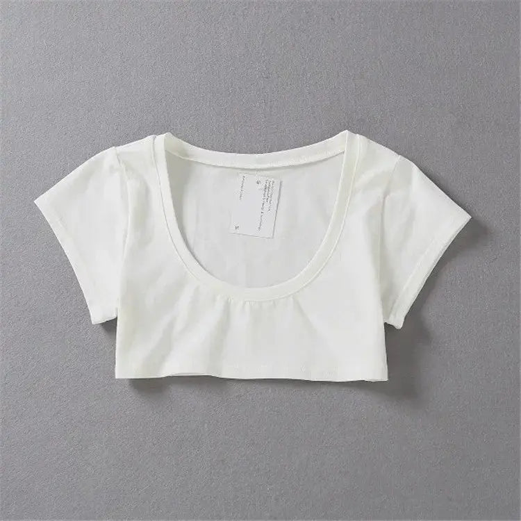 XUANSHOW New Fashion Cotton Crop Top Club Style Ultra Short Sleeves Tees Hot Exposed Breasts Erotic Women Sexy Girl's Tshirt - SS69