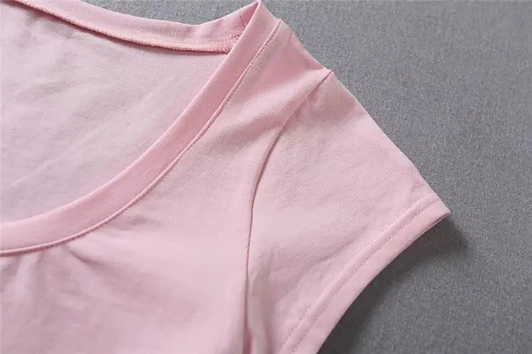 XUANSHOW New Fashion Cotton Crop Top Club Style Ultra Short Sleeves Tees Hot Exposed Breasts Erotic Women Sexy Girl's Tshirt - SS69