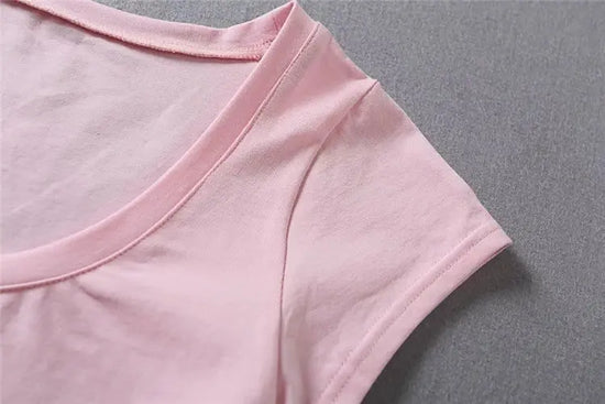 XUANSHOW New Fashion Cotton Crop Top Club Style Ultra Short Sleeves Tees Hot Exposed Breasts Erotic Women Sexy Girl's Tshirt - SS69