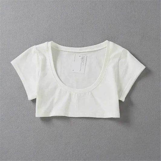 XUANSHOW New Fashion Cotton Crop Top Club Style Ultra Short Sleeves Tees Hot Exposed Breasts Erotic Women Sexy Girl's Tshirt - SS69