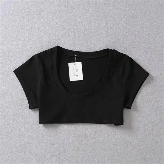 XUANSHOW New Fashion Cotton Crop Top Club Style Ultra Short Sleeves Tees Hot Exposed Breasts Erotic Women Sexy Girl's Tshirt - SS69