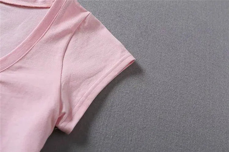 XUANSHOW New Fashion Cotton Crop Top Club Style Ultra Short Sleeves Tees Hot Exposed Breasts Erotic Women Sexy Girl's Tshirt - SS69