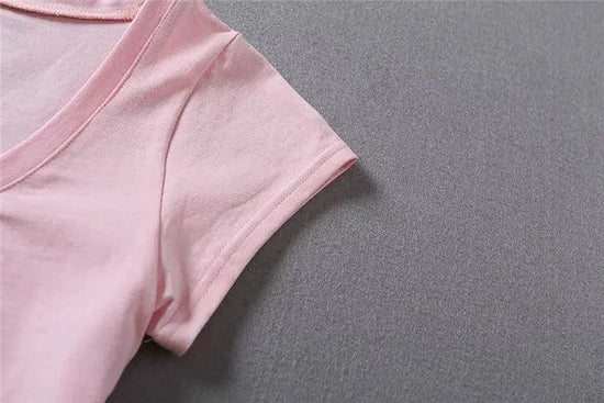 XUANSHOW New Fashion Cotton Crop Top Club Style Ultra Short Sleeves Tees Hot Exposed Breasts Erotic Women Sexy Girl's Tshirt - SS69