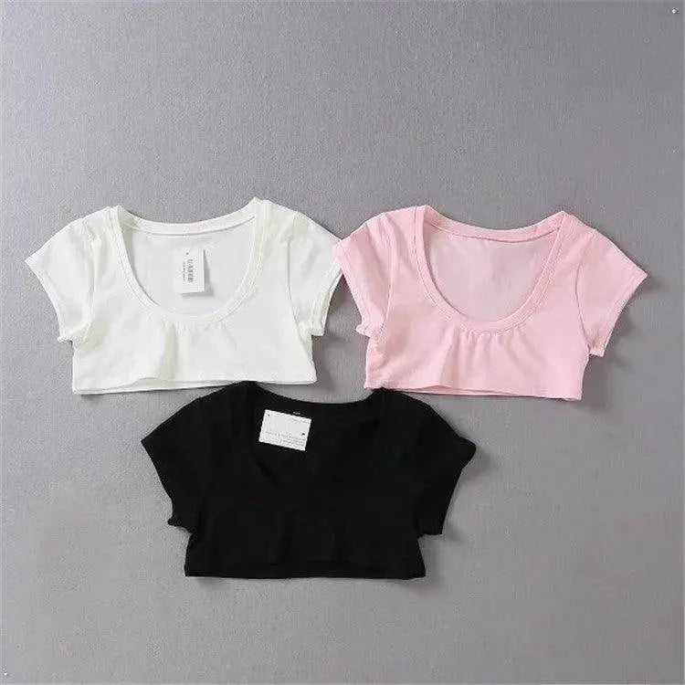 XUANSHOW New Fashion Cotton Crop Top Club Style Ultra Short Sleeves Tees Hot Exposed Breasts Erotic Women Sexy Girl's Tshirt - SS69