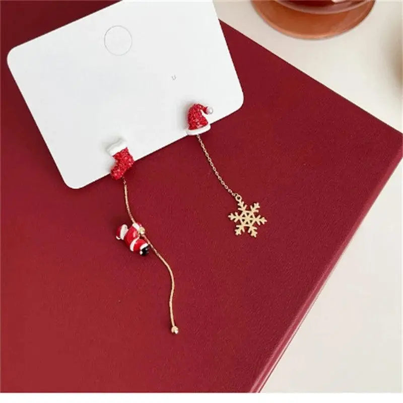Xmas Santa Claus Drop Earrings Christmas Tree Snowflake Long Tassel Chain Earrings for Women Fashion Jewelry New Year Gift 2025 SS69