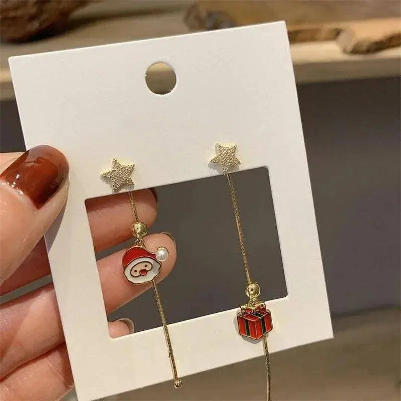 Xmas Santa Claus Drop Earrings Christmas Tree Snowflake Long Tassel Chain Earrings for Women Fashion Jewelry New Year Gift 2025 SS69