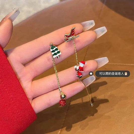 Xmas Santa Claus Drop Earrings Christmas Tree Snowflake Long Tassel Chain Earrings for Women Fashion Jewelry New Year Gift 2025 SS69