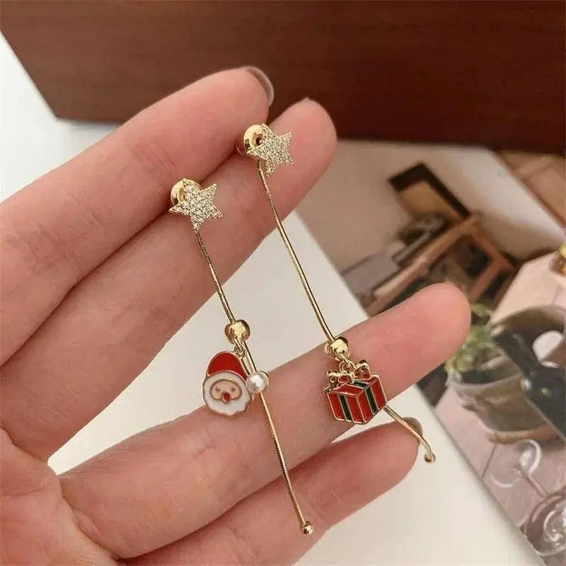 Xmas Santa Claus Drop Earrings Christmas Tree Snowflake Long Tassel Chain Earrings for Women Fashion Jewelry New Year Gift 2025 SS69