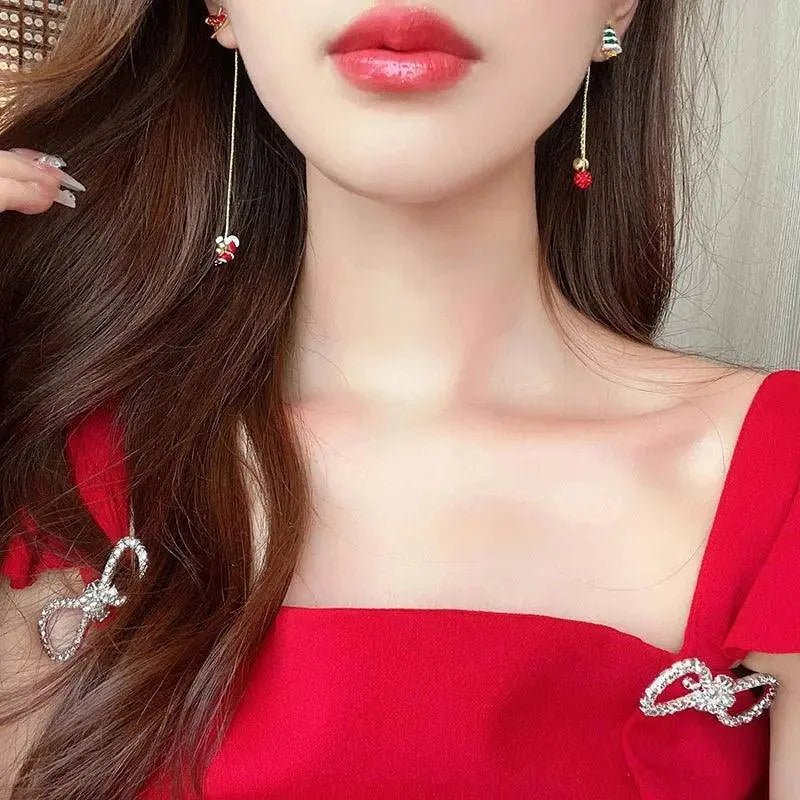 Xmas Santa Claus Drop Earrings Christmas Tree Snowflake Long Tassel Chain Earrings for Women Fashion Jewelry New Year Gift 2025 SS69