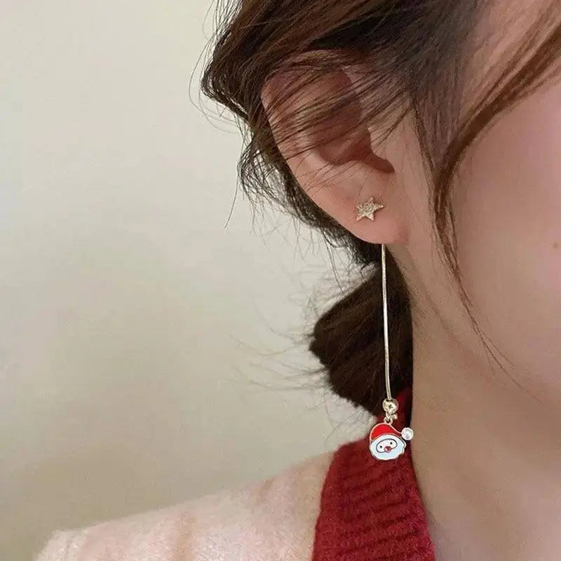 Xmas Santa Claus Drop Earrings Christmas Tree Snowflake Long Tassel Chain Earrings for Women Fashion Jewelry New Year Gift 2025 SS69