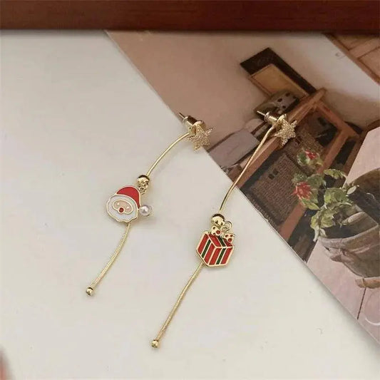 Xmas Santa Claus Drop Earrings Christmas Tree Snowflake Long Tassel Chain Earrings for Women Fashion Jewelry New Year Gift 2025 SS69
