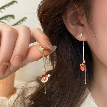 Xmas Santa Claus Drop Earrings Christmas Tree Snowflake Long Tassel Chain Earrings for Women Fashion Jewelry New Year Gift 2025 SS69