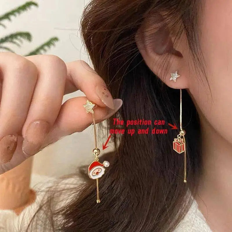 Xmas Santa Claus Drop Earrings Christmas Tree Snowflake Long Tassel Chain Earrings for Women Fashion Jewelry New Year Gift 2025 SS69