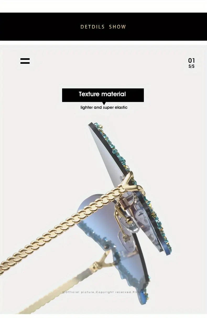 Y2K Butterfly Rimless For Women Luxury Rhinestone Decorative Glasses For Summer Costume Party Club fashion glasses SS69