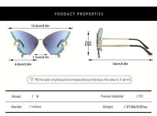 Y2K Butterfly Rimless For Women Luxury Rhinestone Decorative Glasses For Summer Costume Party Club fashion glasses SS69