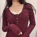 Y2K Button-Up Knitted New Year Christmas Coquette Aesthetic - SS69