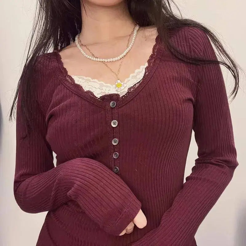 Y2K Button-Up Knitted New Year Christmas Coquette Aesthetic - SS69