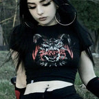 Y2K Clothes Letter Print 2000S Goth Kawaii Harajuku Fairy Grunge Short Top Women T-shirt Summer Fashion Baby Tee E-girl Crop Top - SS69