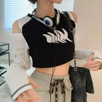 Y2K European and American off Shoulder Traf Hollow T-Shirt | Spicy Girl - SS69