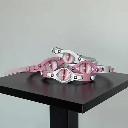 Y2K Eye-Shaped Choker Necklace - Fashionable Punk Hip-Hop Statement Collar, PU Leather, Unisex Accessory for Daily Wear and Gifting - SS69