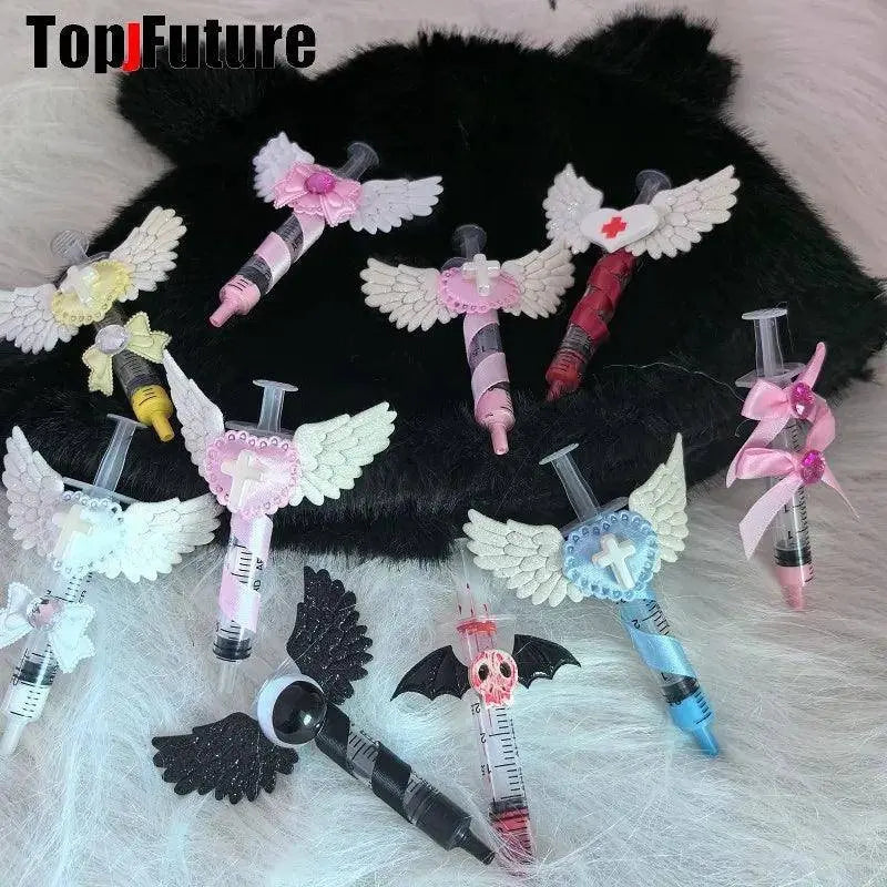 Y2K Girl Gothic Lolita Devil Angel Wing Harajuku Medical Syringe Hair Clip Hair Accessories Hair clips pins Hairpin Barrettes SS69
