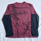 Y2K Grunge Emo Vintage T-shirt 2000s Cross Cyber Goth Patchwork Long Sleeve Tees E-girl Gothic Harajuku Loose Tops Women Men - SS69