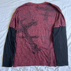 Y2K Grunge Emo Vintage T-shirt 2000s Cross Cyber Goth Patchwork Long Sleeve Tees E-girl Gothic Harajuku Loose Tops Women Men - SS69