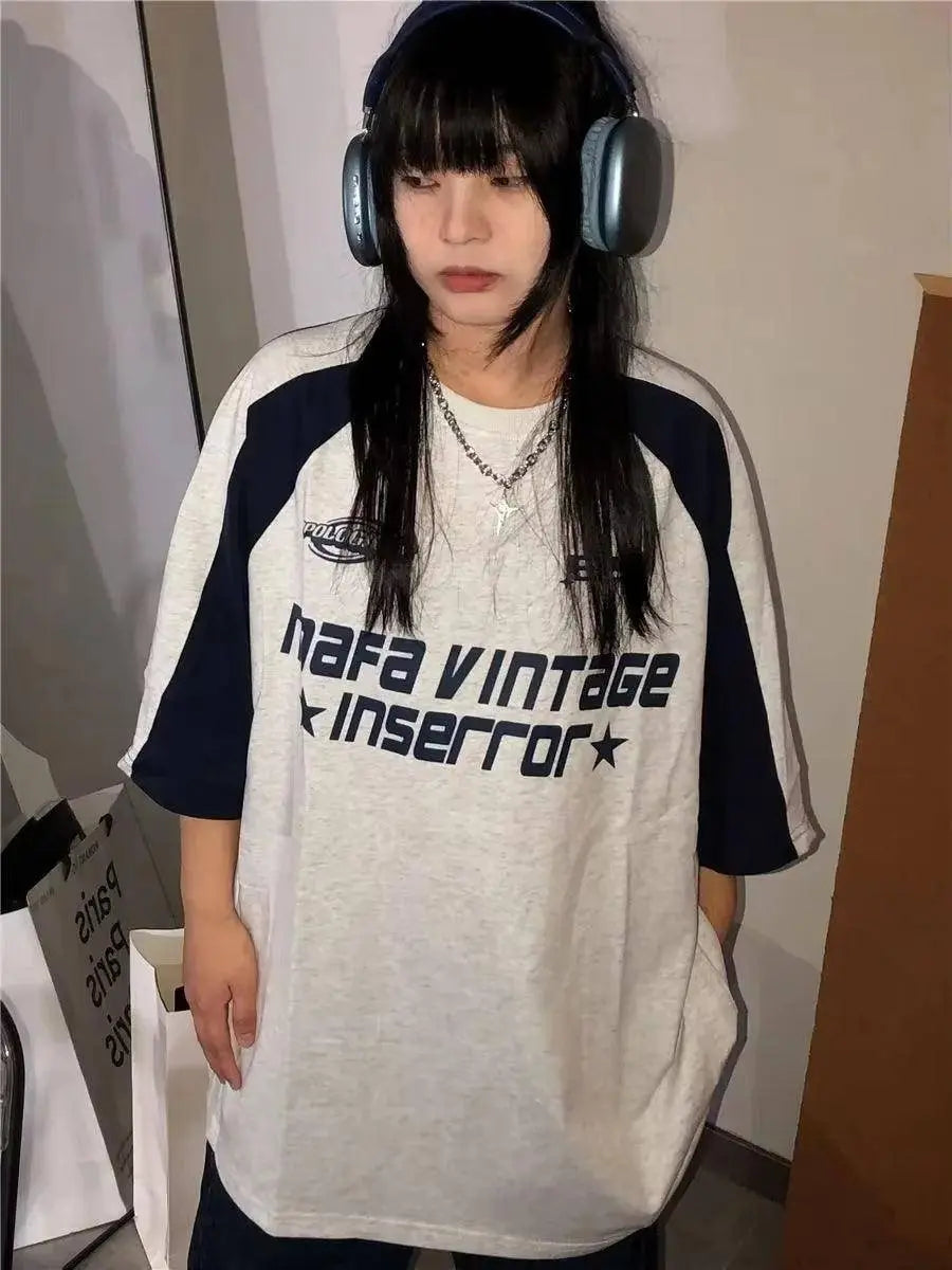 Y2K Korean Vintage Streetwear Casual Acubi Harajuku Egirl Short Sleeve T-Shirts Grunge Aesthetics Oversized Tees Tops Clothes - SS69