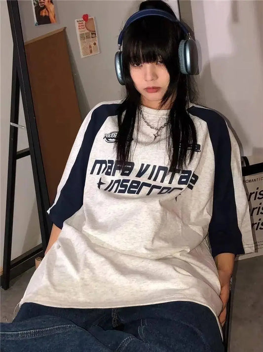 Y2K Korean Vintage Streetwear Casual Acubi Harajuku Egirl Short Sleeve T-Shirts Grunge Aesthetics Oversized Tees Tops Clothes - SS69