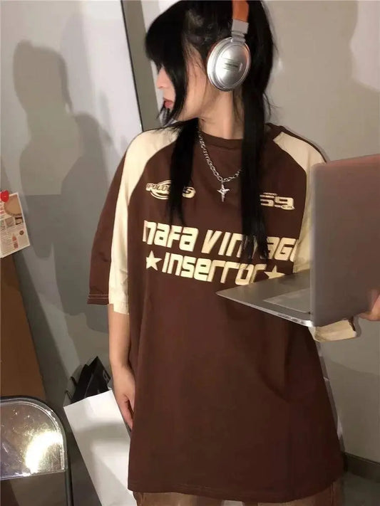 Y2K Korean Vintage Streetwear Casual Acubi Harajuku Egirl Short Sleeve T-Shirts Grunge Aesthetics Oversized Tees Tops Clothes - SS69