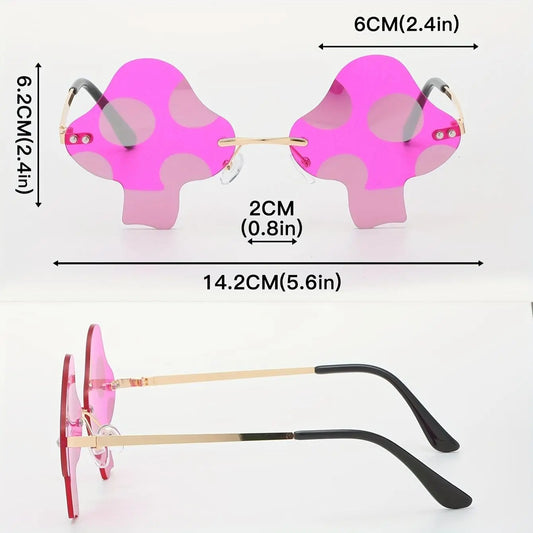 Y2K Mushroom Fashion Cute Tinted Rimless Shades Cosplay Party Favors Decorative Glasses Props fashion glasses SS69