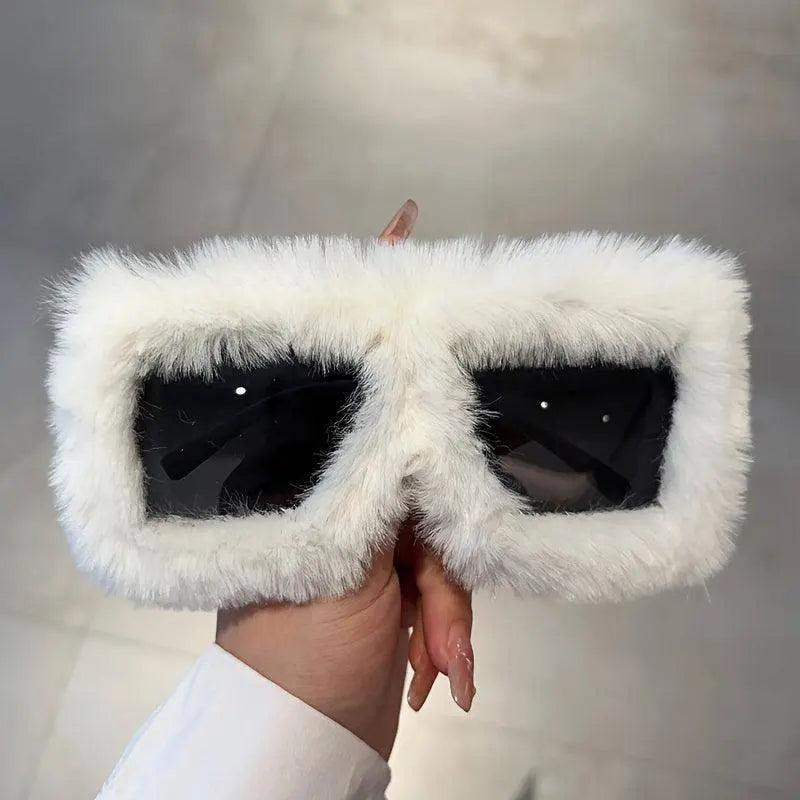 Y2K Plush Fuzzy Fashion Fashion Glasses For Women Men Funny Oversized Gradient Glasses For Beach Party Club SS69