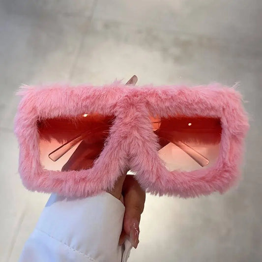 Y2K Plush Fuzzy Fashion Fashion Glasses For Women Men Funny Oversized Gradient Glasses For Beach Party Club SS69