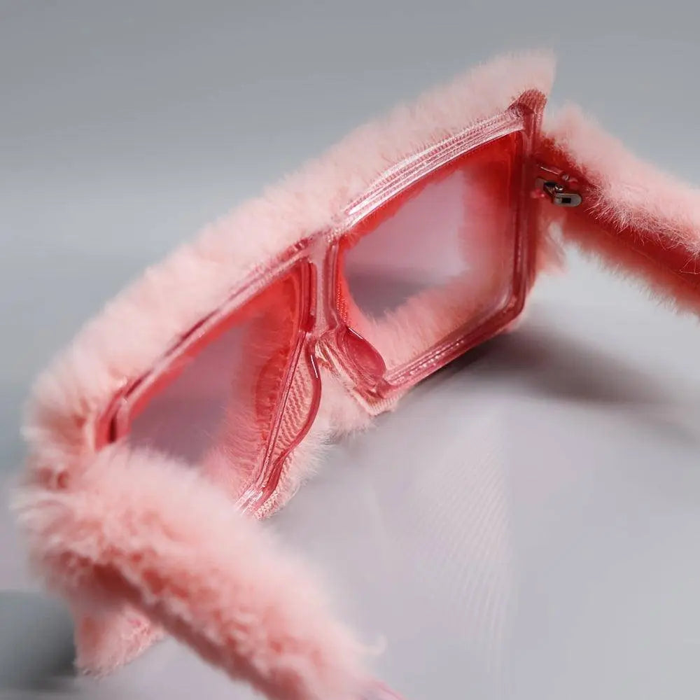 Y2K Plush Fuzzy Fashion Fashion Glasses For Women Men Funny Oversized Gradient Glasses For Beach Party Club SS69