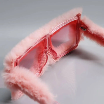 Y2K Plush Fuzzy Fashion Fashion Glasses For Women Men Funny Oversized Gradient Glasses For Beach Party Club SS69