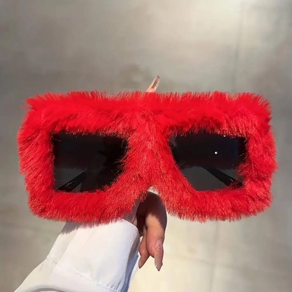 Y2K Plush Fuzzy Fashion Fashion Glasses For Women Men Funny Oversized Gradient Glasses For Beach Party Club SS69