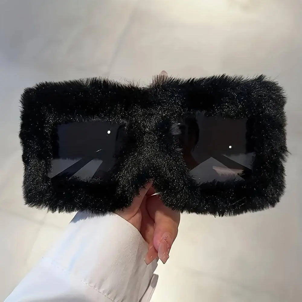 Y2K Plush Fuzzy Fashion Fashion Glasses For Women Men Funny Oversized Gradient Glasses For Beach Party Club SS69