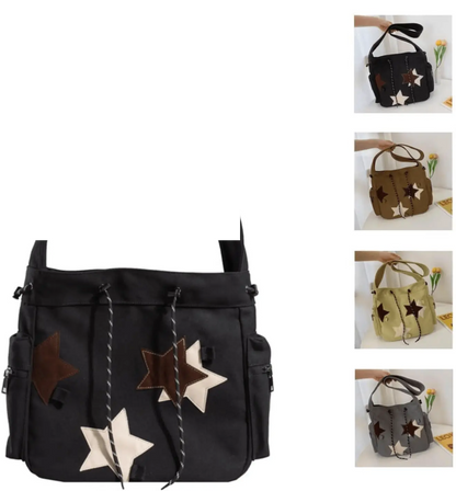 🌟 Y2K Star Canvas Messenger Bag – The Cute Aesthetic Tote You'll Love! Perfect Small Shoulder Crossbody for Your Adventures! ✨💖 #Fashion #Travel - SS69