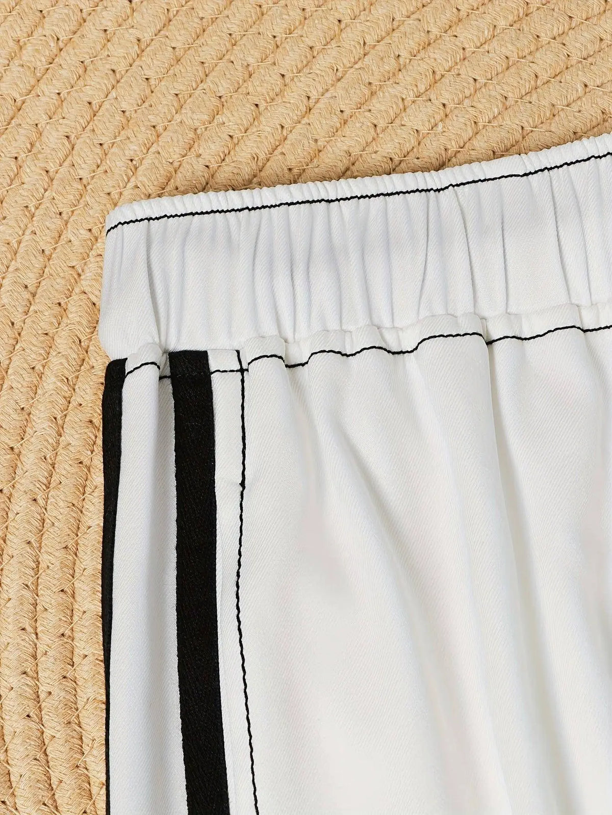 Y2K Striped Side Cargo Pants, Casual Streetwear Hip-hop Drawstring Flap Pocket Pants For Spring & Fall, Women's Clothing SS69