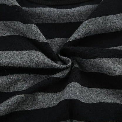 Y2K Vintage Striped Crop Top Casual Button O-neck Long Sleeves Cardigan T-shirt Retro Harajuku Grunge Super-short Smock Top Tees SS69