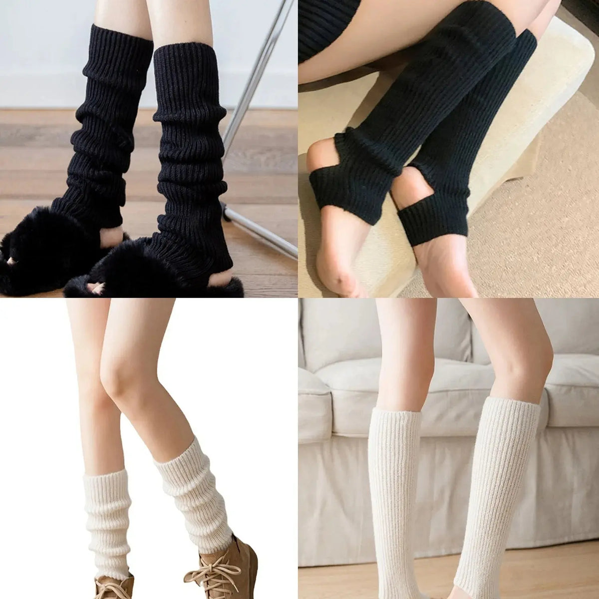 Y2k Winter Leg Warmers Fluffy/Knitted Arm Warmers Gothic Lolita Knit Long Socks Women Leg Warmer Stylish Stretchy Boots Cover SS69
