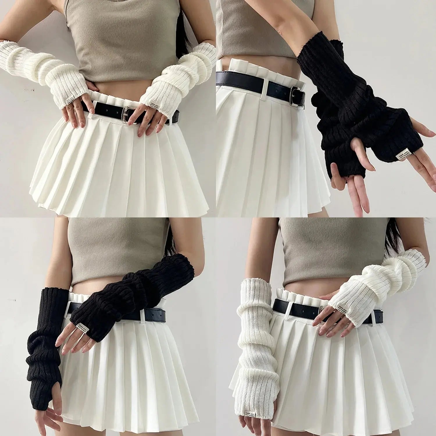 Y2k Winter Leg Warmers Fluffy/Knitted Arm Warmers Gothic Lolita Knit Long Socks Women Leg Warmer Stylish Stretchy Boots Cover SS69