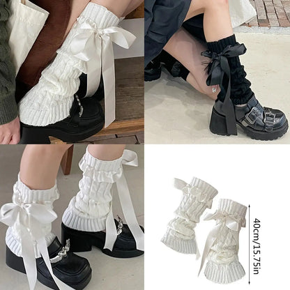 Y2k Winter Leg Warmers Fluffy/Knitted Arm Warmers Gothic Lolita Knit Long Socks Women Leg Warmer Stylish Stretchy Boots Cover SS69