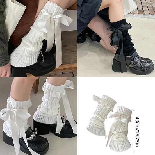 Y2k Winter Leg Warmers Fluffy/Knitted Arm Warmers Gothic Lolita Knit Long Socks Women Leg Warmer Stylish Stretchy Boots Cover SS69