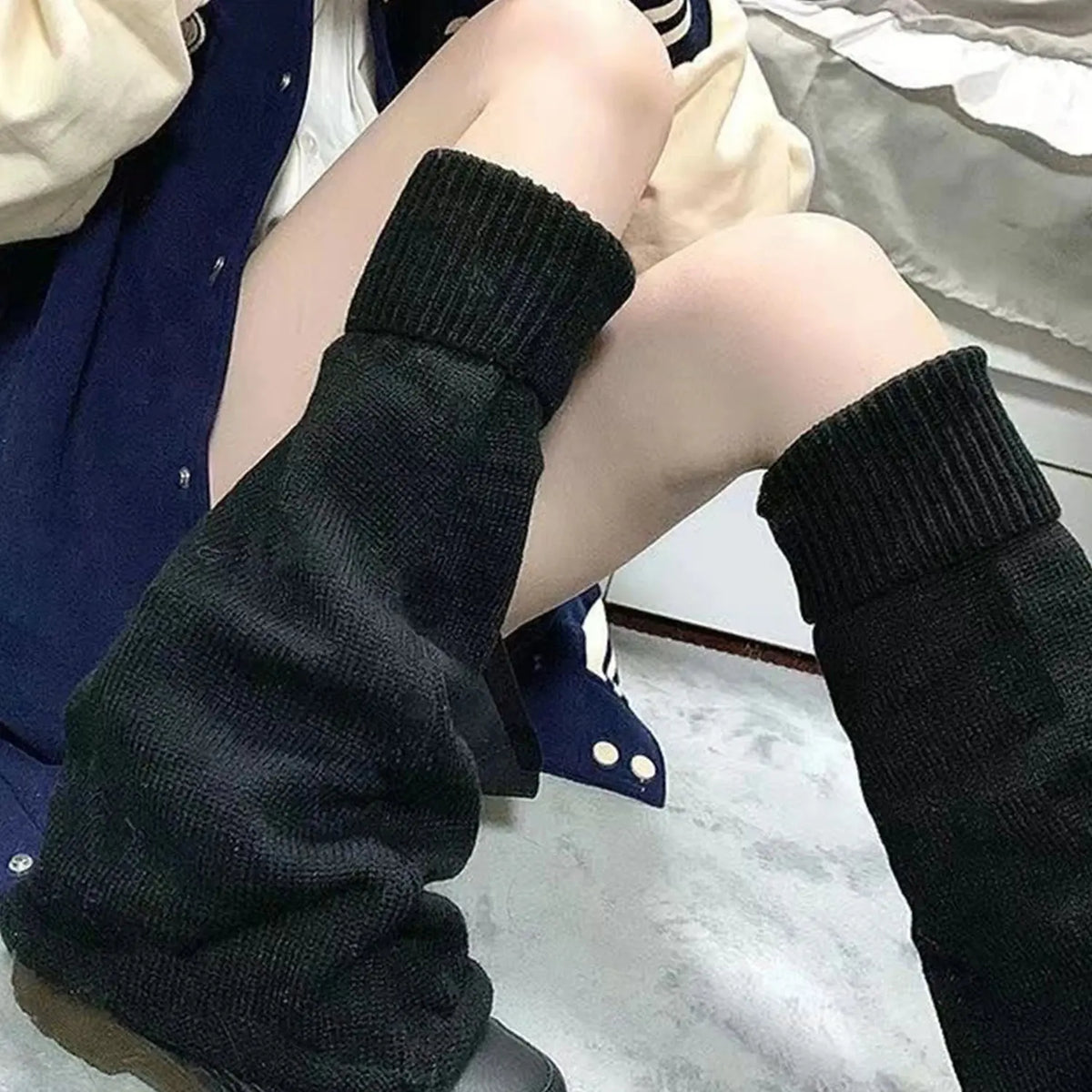 Y2k Winter Leg Warmers Fluffy/Knitted Arm Warmers Gothic Lolita Knit Long Socks Women Leg Warmer Stylish Stretchy Boots Cover SS69