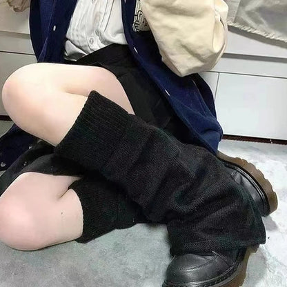 Y2k Winter Leg Warmers Fluffy/Knitted Arm Warmers Gothic Lolita Knit Long Socks Women Leg Warmer Stylish Stretchy Boots Cover SS69