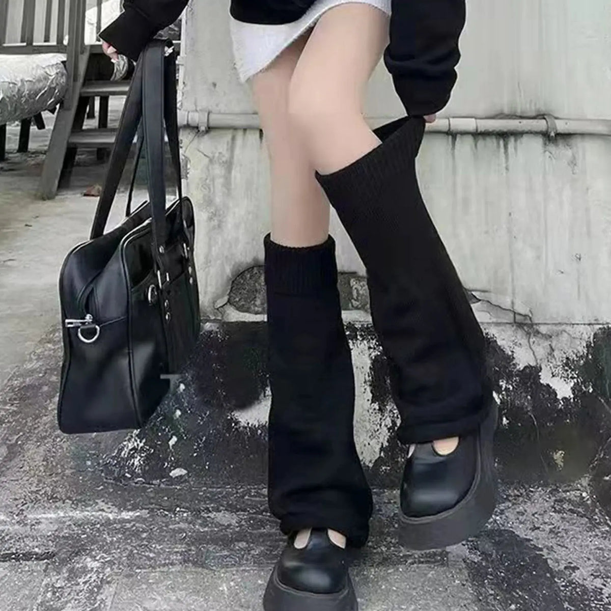 Y2k Winter Leg Warmers Fluffy/Knitted Arm Warmers Gothic Lolita Knit Long Socks Women Leg Warmer Stylish Stretchy Boots Cover SS69